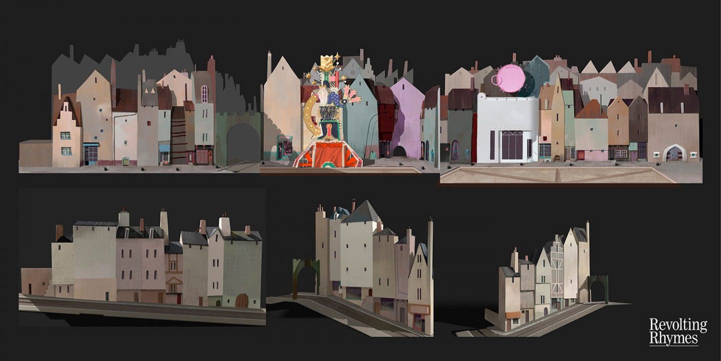 Set painting for the town square by Aurelien Predal.