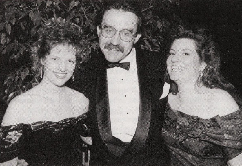 Brenda Chapman (left), producer Don Hahn, and Sue Nichols at the wrap party for "Beauty and the Beast" (1991).