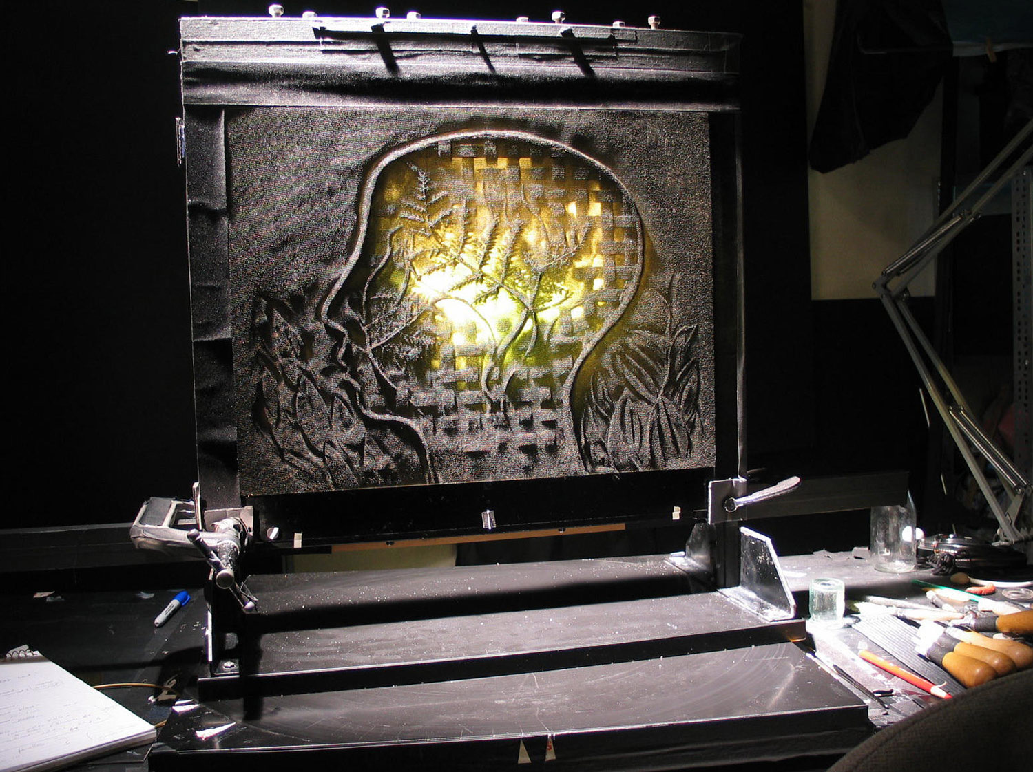 The pinscreen during the production of 