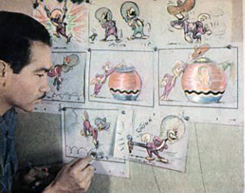 Ernie Terrazas working on <em>The Three Caballeros.</em>