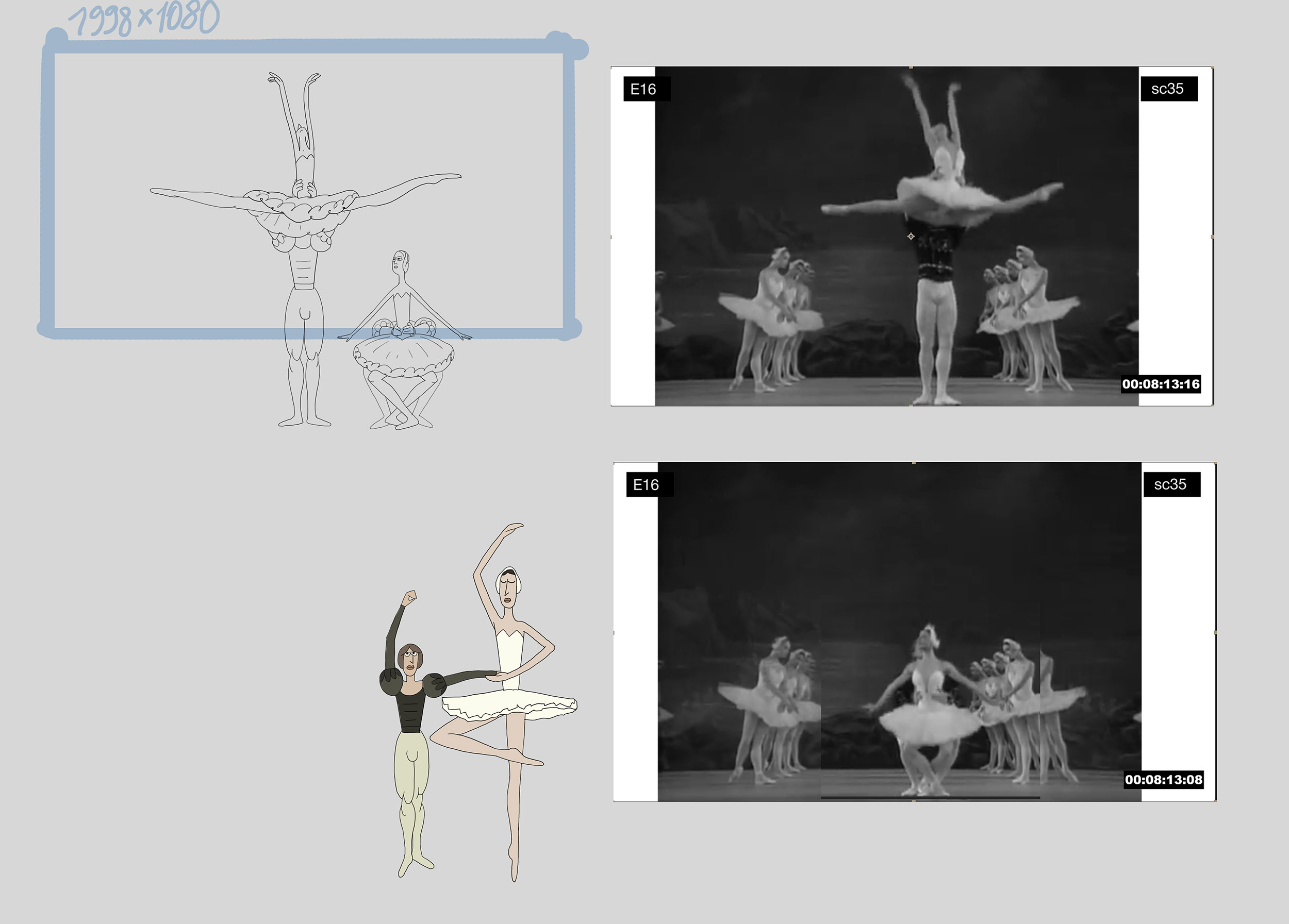 Layout and photo reference for the ballet scene.