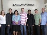 DREAMWORKS ANIMATION SKG, INC. KEVIN LIMA WITH FILMMAKERS FROM MONKEYS OF MUMBAI Left to Right: Lisa Stewart (producer), Paul Berges (writer), Gurinder Chadha (writer), Kevin Lima (director), AR Rahman (EP/composer), Stephen Schwartz (EP/lyricist), Chris Chase (producer)