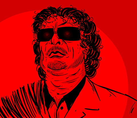 caricature muammar gaddafi