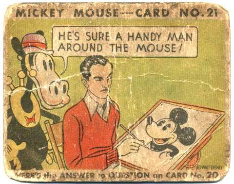 1933 Mickey Mouse gum card w/Walt Disney