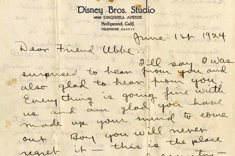 Walt Disney Letter