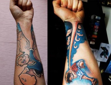 Popeye And One Piece Two Tattoos One Idea