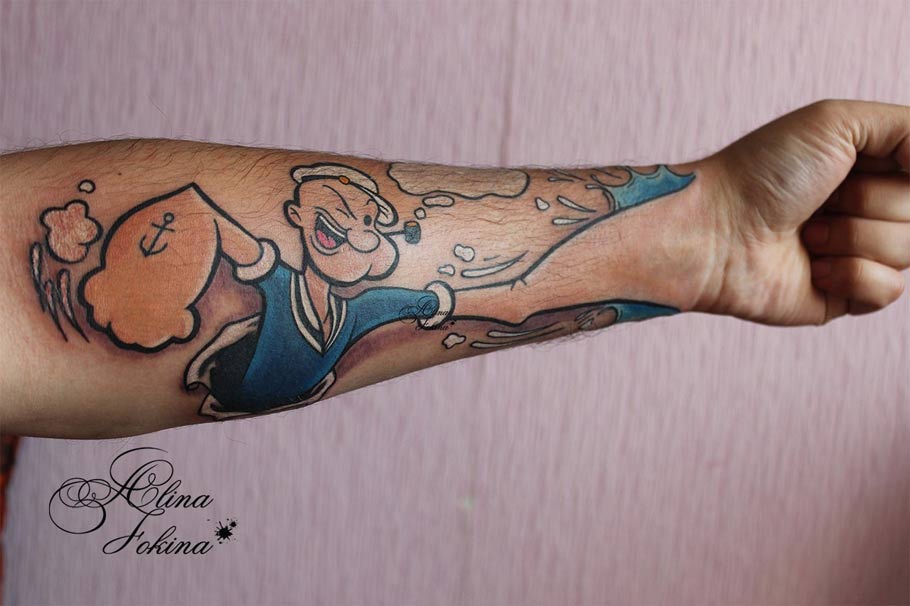 Popeye And One Piece Two Tattoos One Idea
