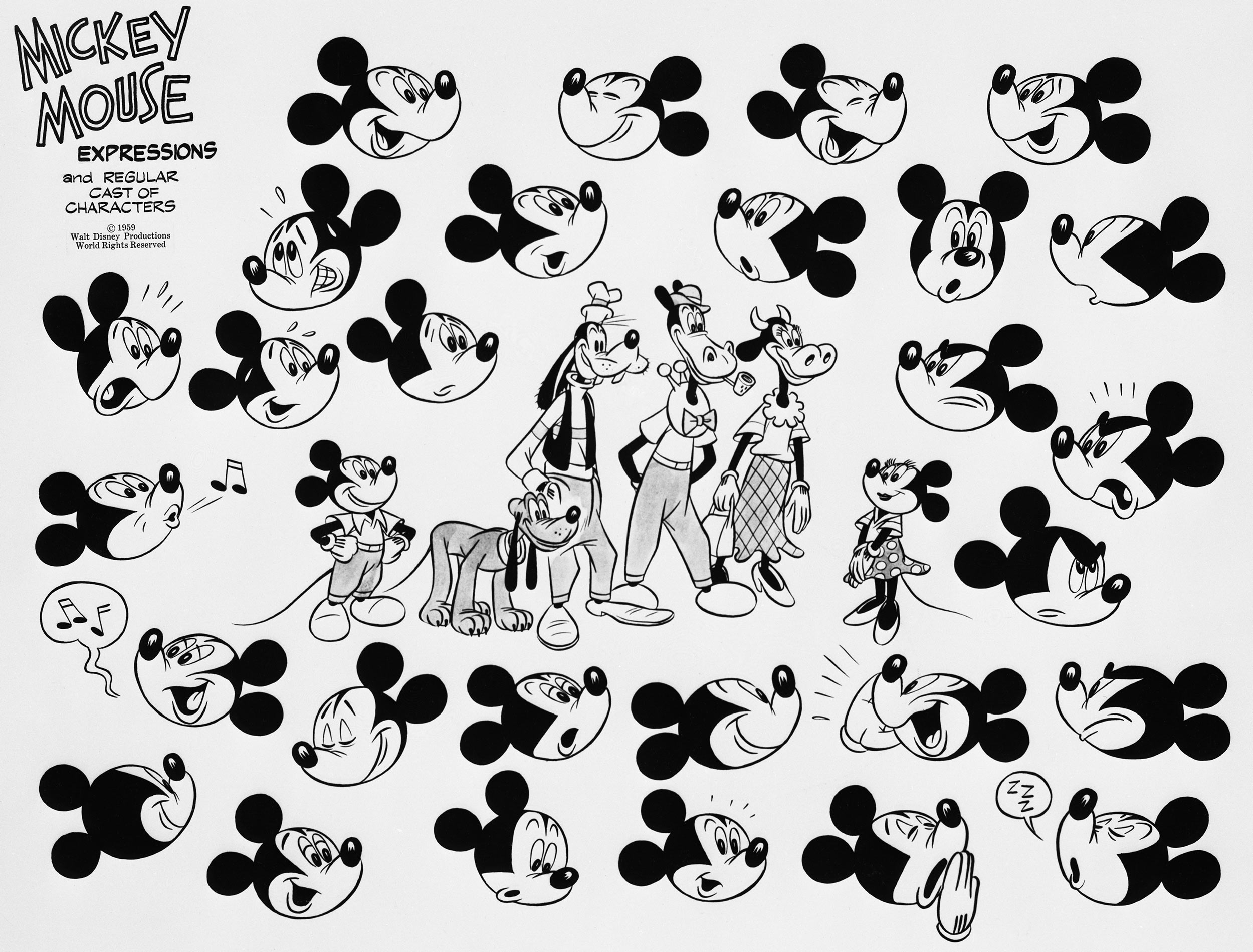 Mickey Mouse model sheet for publications, 1959. Collection of Andreas Deja.