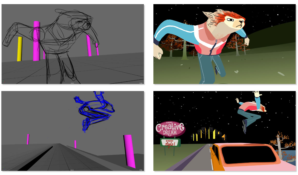 Rough animation and final renders from "Every Creative Dream" by Gonzalo Azpiri.